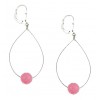 Pink Jade Wire Teardrop Hoop Earrings
